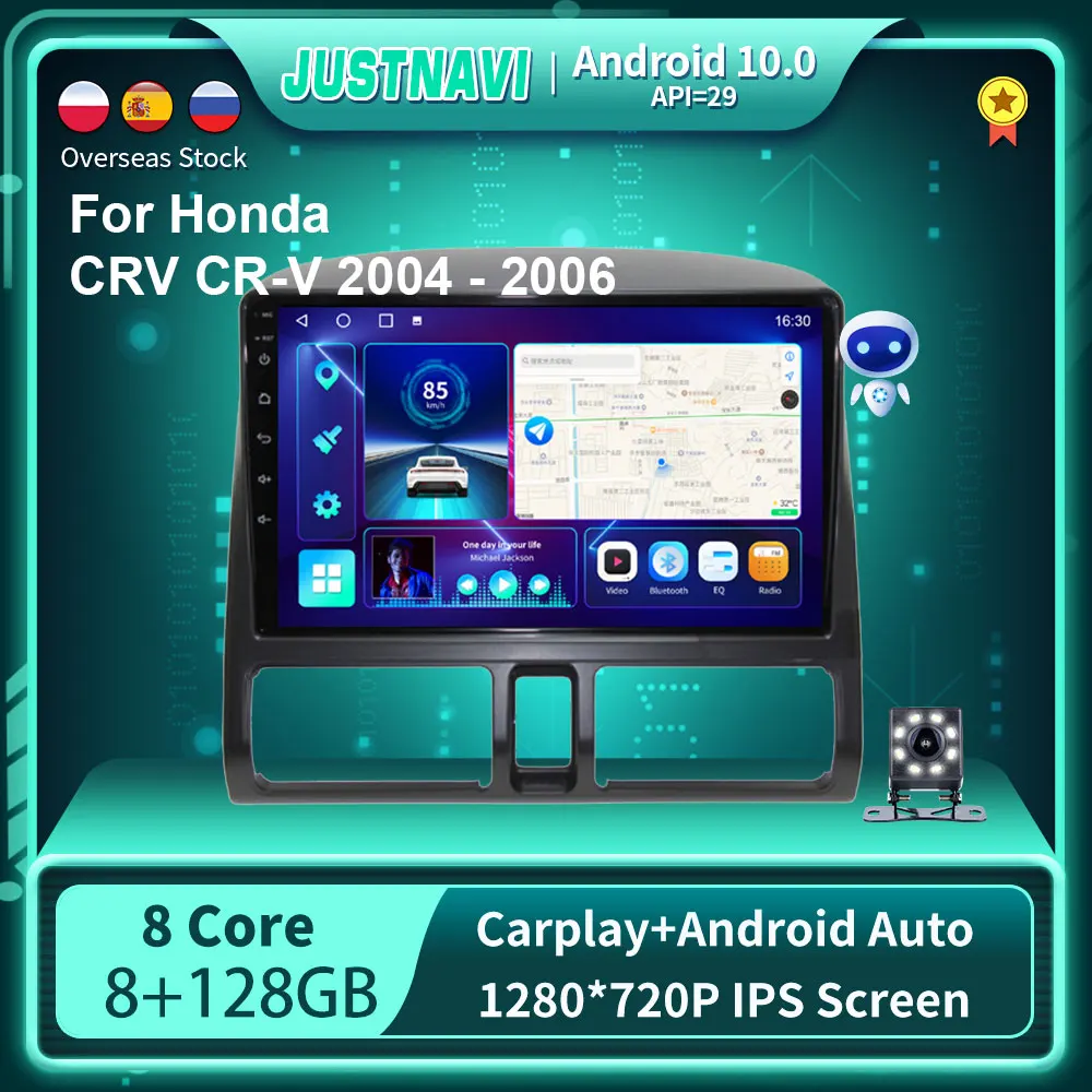 

JUSTNAVI QT10 8G 128G сеть для Honda CRV CR-V 2004 - 2006 BT Автомагнитола видеоплеер Carplay Navi GPS No 2 Din DVD IPS Touch авто