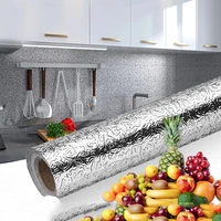 luanqi 100200cm fireproof and waterproof oil draining kitchen stickers anti fouling high temperature aluminum foil wallpaper