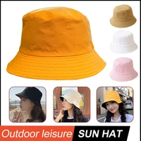 new unisex cotton bucket hats pure color summer outing sun hat soft fisherman hat panama for outdoor hiking beach pool sunbonnet