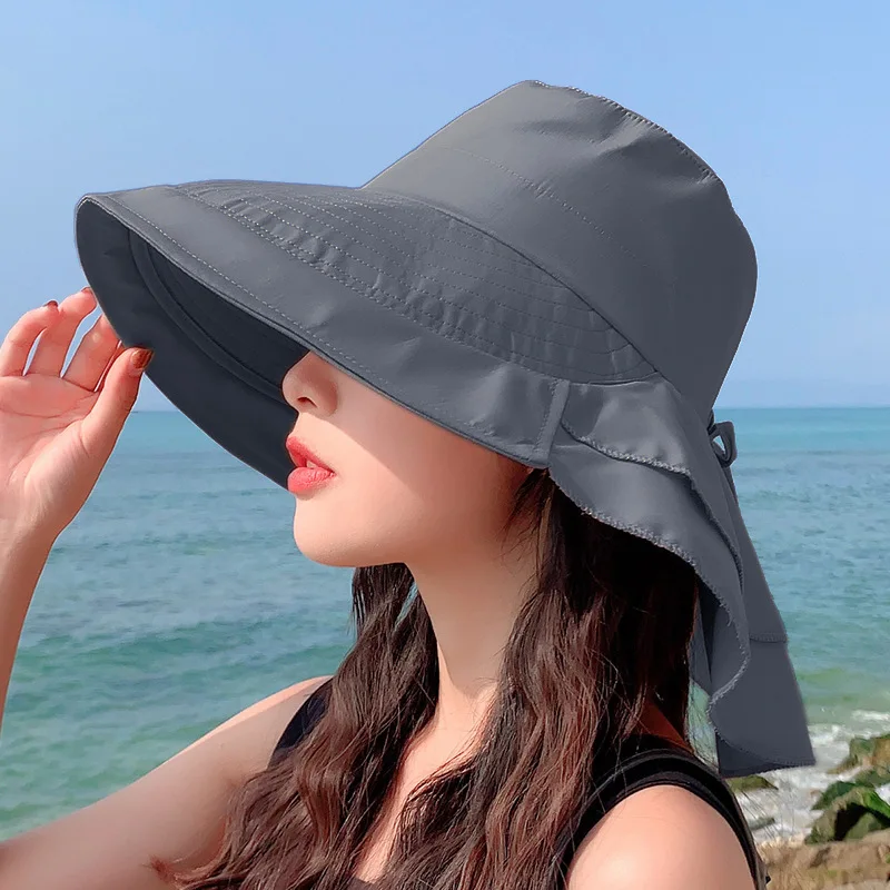 

Sun Hats With Face Neck Protection For Women Sombreros Mujer Verano Wide Brim Summer Visor Caps Anti-UV Chapeu Feminino outdoor