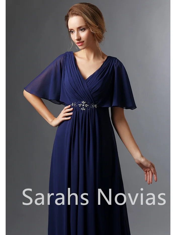 Длинное шифоновое платье для матери невесты Королевского синего цвета жениха на