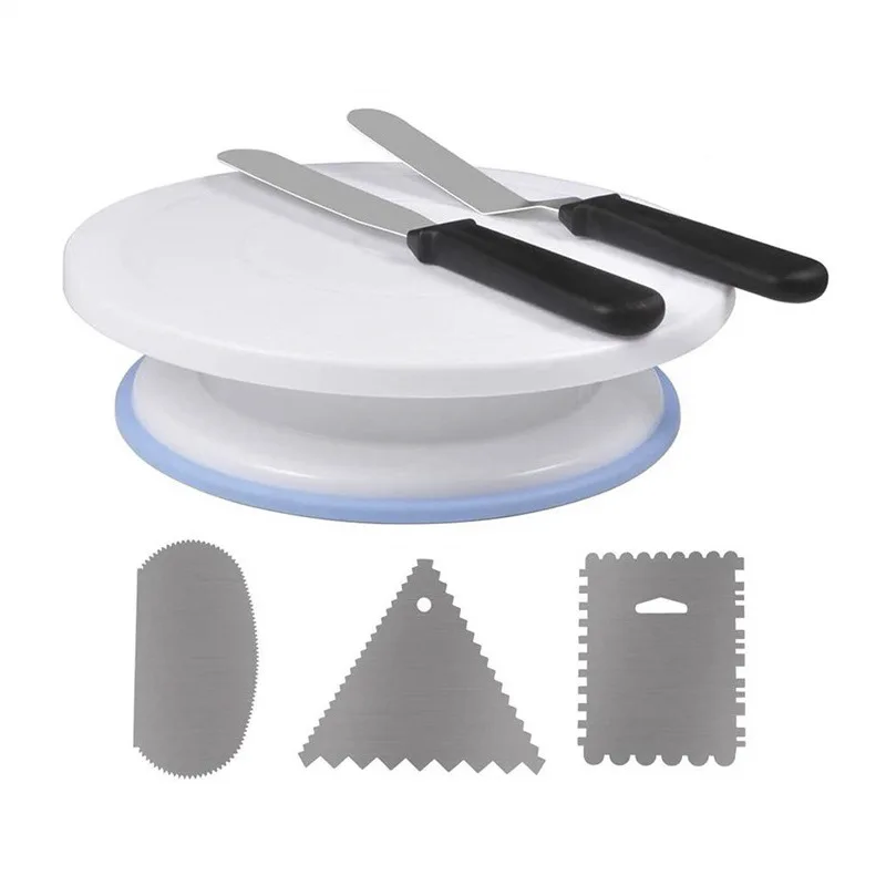 

Sanwish 6-piece cake turntable set stainless steel scraper anti-slip decorating turntable spatula cake baking tool
