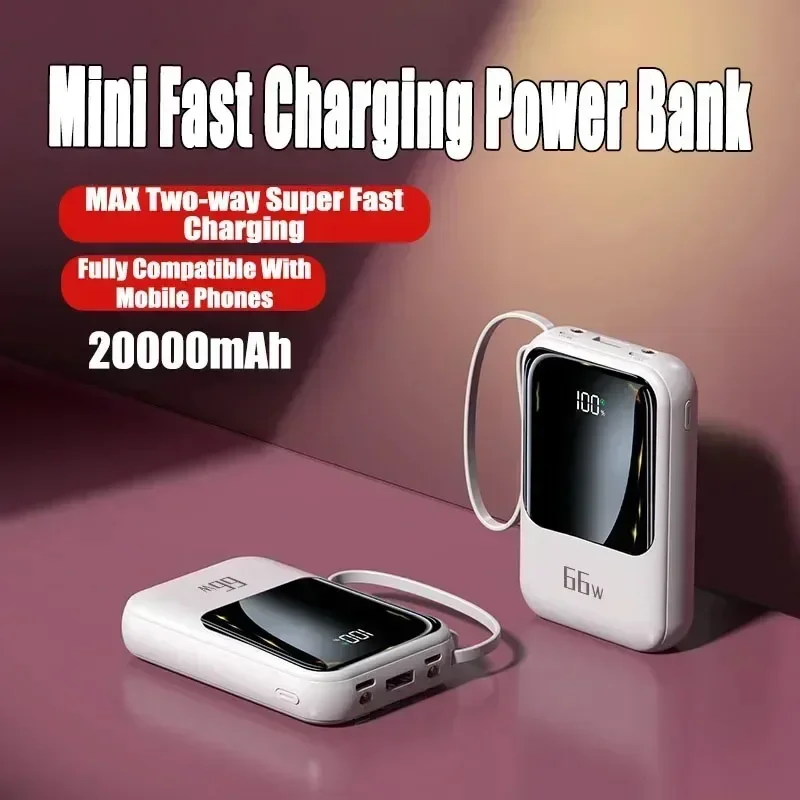 Новый мини-Power Bank 66 Вт 20000 мАч сверхбыстрая зарядка PD 20 хит продаж подходит для iPhone
