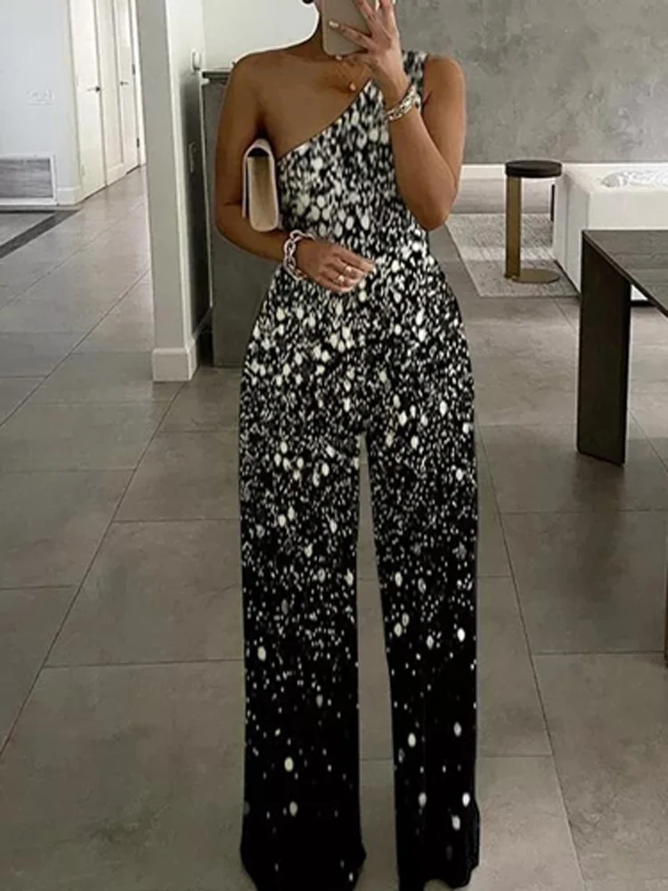 

Модный комбинезон с воротником-лодочкой и прямыми брюками, летний офисный комбинезон без рукавов, шикарный женский праздвечерние чный комб...