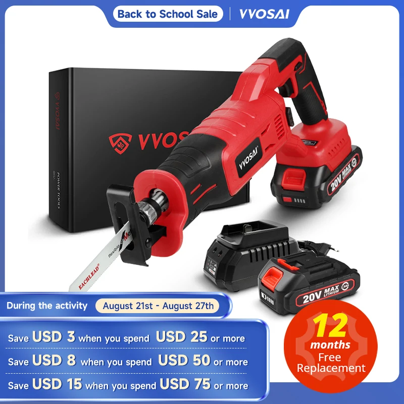 WOSAI MT-Series 20V Brushless Electric Saw 3500 SPM Motor Metal Wood Cutting Tool Variable Speed Cordless Reciprocating Saw