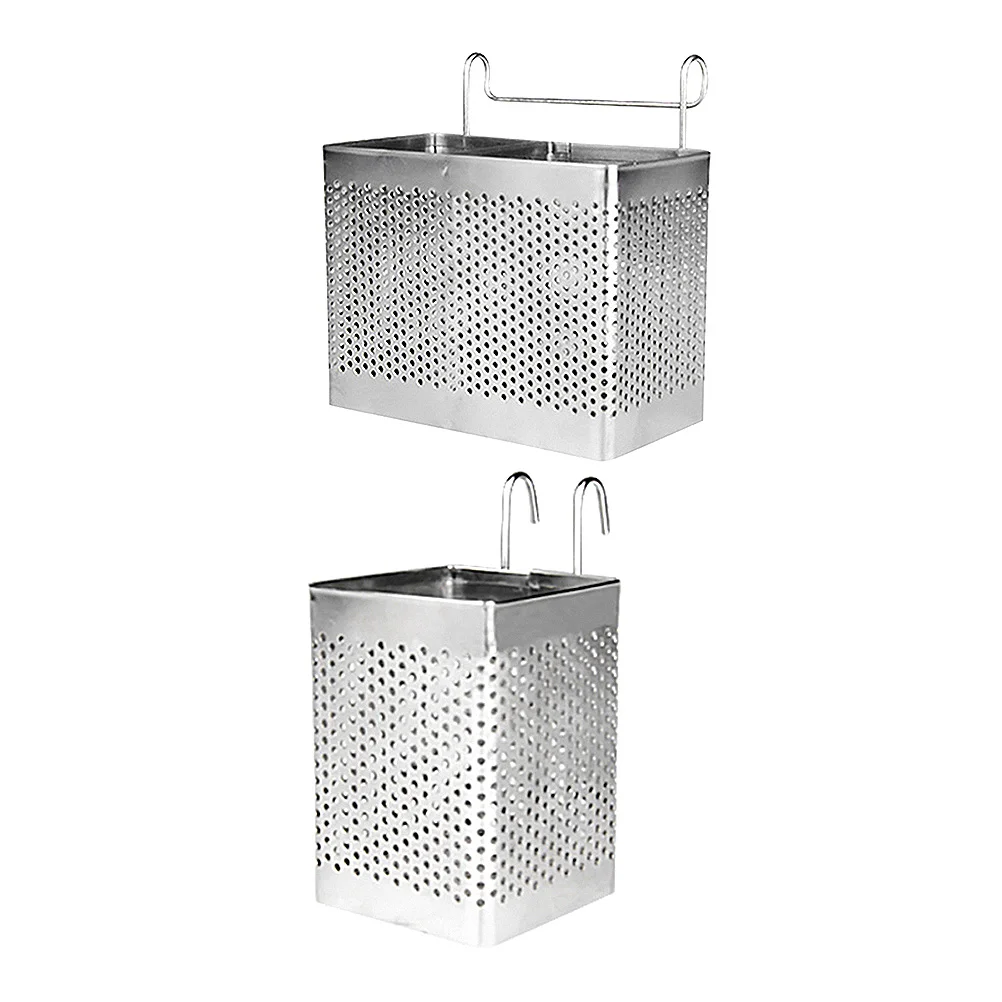 

2 Pcs Chopstick Drainer Utensil Drying Rack Metal Basket Brackets Stainless Steel Organizer Holder Dish Strainer Hanging