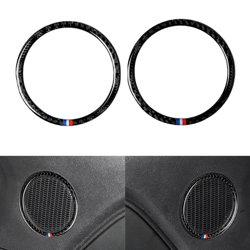 

Carbon Fiber Speaker Frame Stickers Easily Installation Personal Car Red+White+Blue Elements for Ford Mustang 15-17
