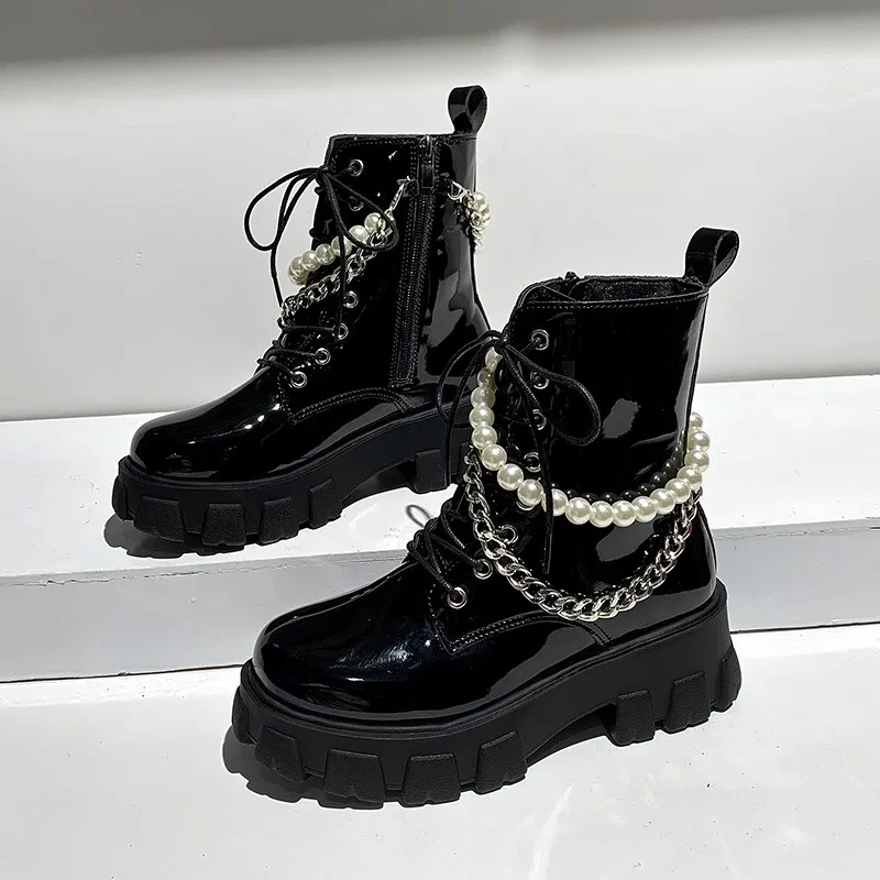 

Women's Boots Autumn Lace Up Luxury Designer Round Toe 2023 Riding Fashion Ladies Rubber Ytmtloy Botines De Mujer Square Heel