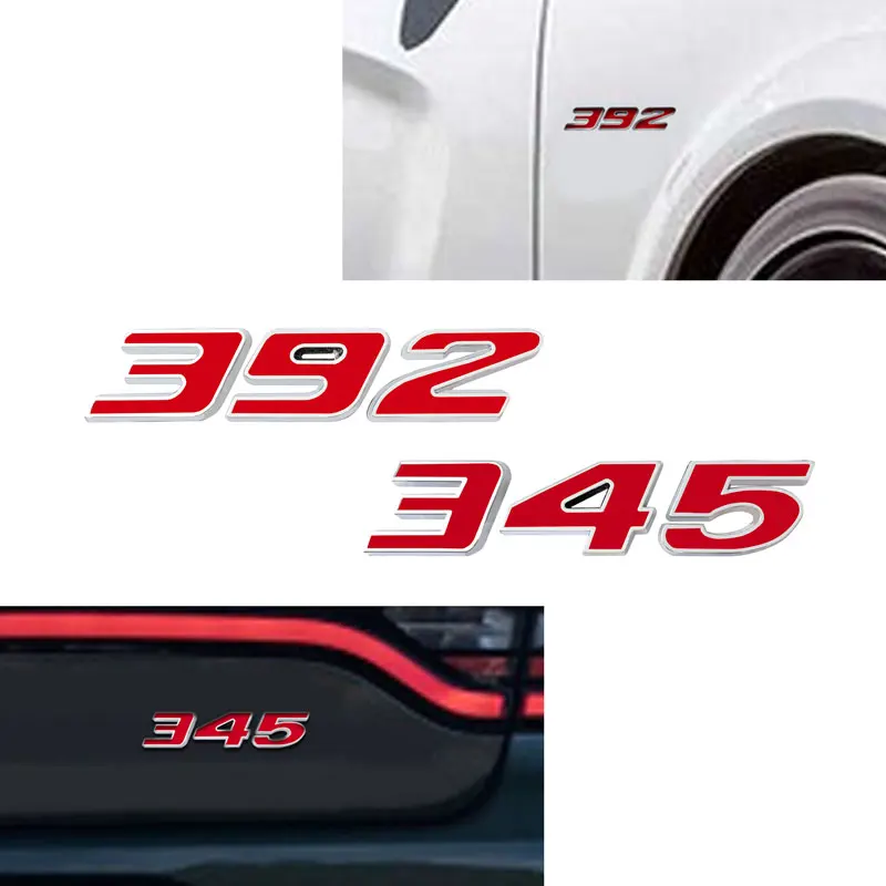 Metal 3D Car Sticker 392 345 6.4L Emblem Fender Side Sticker Rear Trunk Bumper Tail Sticker for Dodge Hemi Charger Challenge