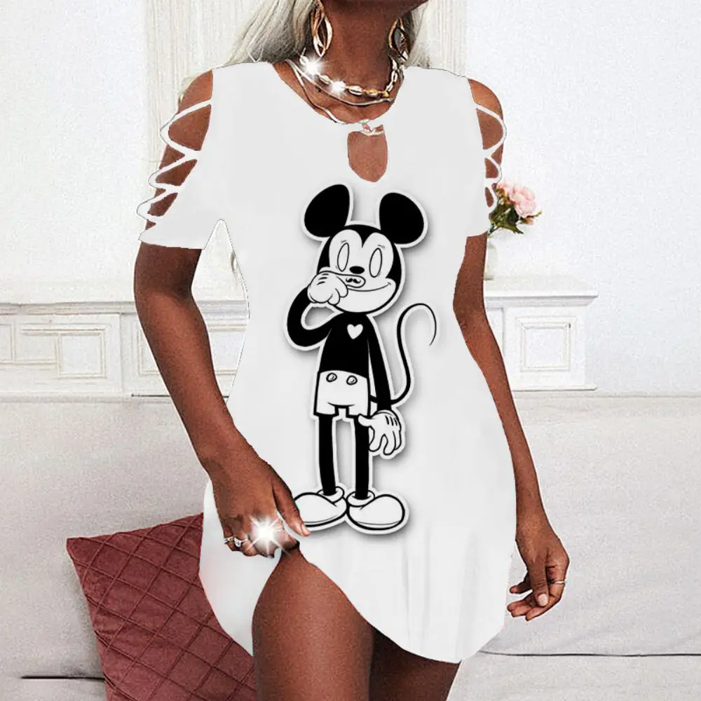 Cutout Sleeves Party Dresses Minnie Mouse Dress Elegant Dresses for Women Disney Mickey Chic and Elegant Woman Dress Summer 2022