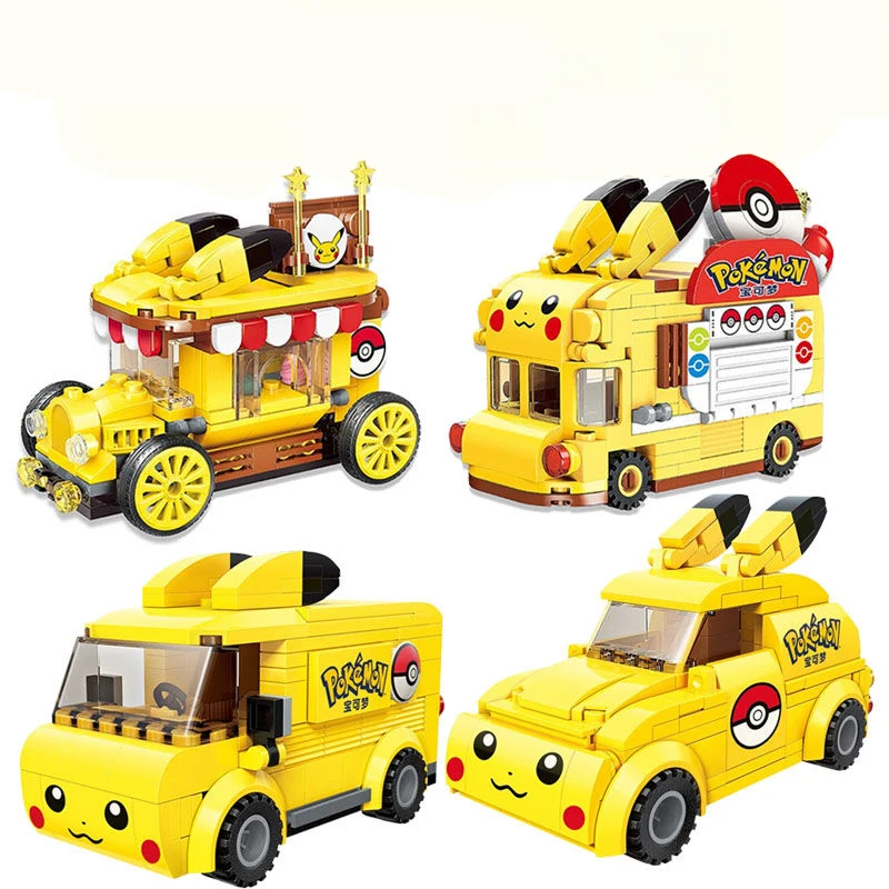 

Pokemon Assembling Building Blocks Anime Ornaments Pikachu Mini Pokeball Cart Legos Kawaii Kids Toys Puzzle Kids Halloween Gift