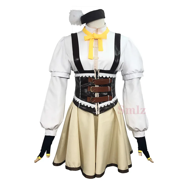 Аниме Puella Magi Madoka Magica Косплей Tomoe Mami Костюм Полный комплект шляпа носки включает
