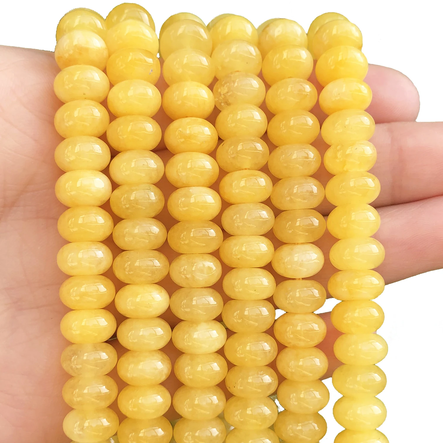 

Wholesale 8x5mm Abacus Shape Beads Yellow Jade Loose Rondelle Stone Beads for Jewelry Making Diy Bracelet Accessories