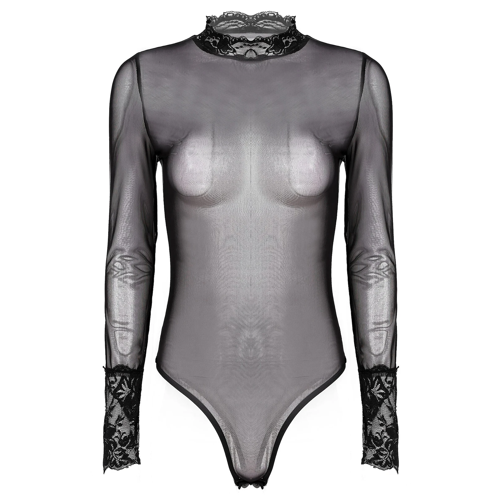 Женское экзотическое нижнее белье ночное прозрачное Сетчатое боди с длинным