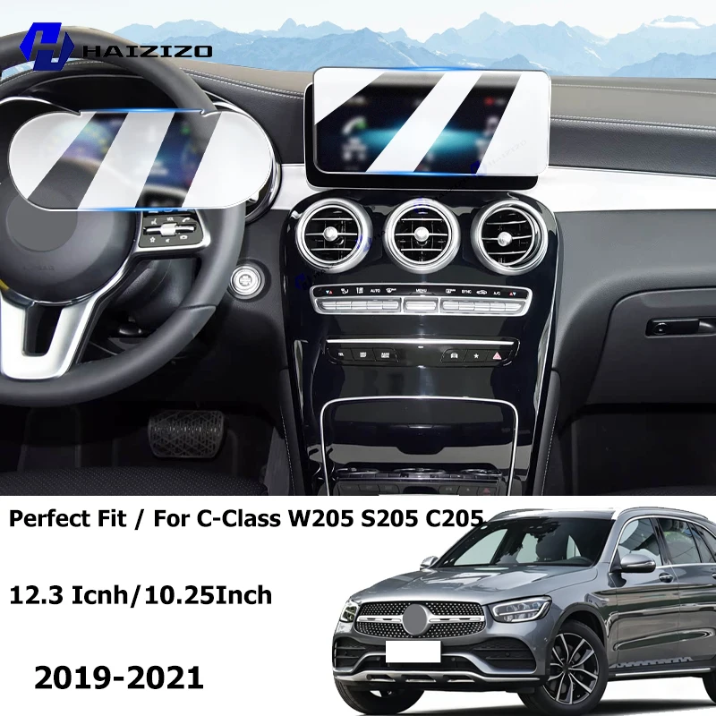 Фото Для Mercedes-Benz C-Class W205 S205 C205 2019-2021: Защитная матовая пленка из закаленного стекла для ЖК-экрана и GPS-навигации, предотвращающая отпечатки пальцев №1