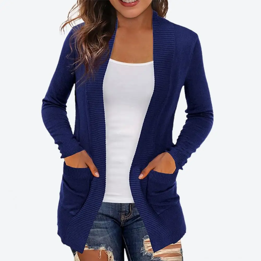 

cardigan sweaters korean fashion Women Coat Solid Color Simple Knitted Great Stitching Autumn Sweater Cardigan winter clothes