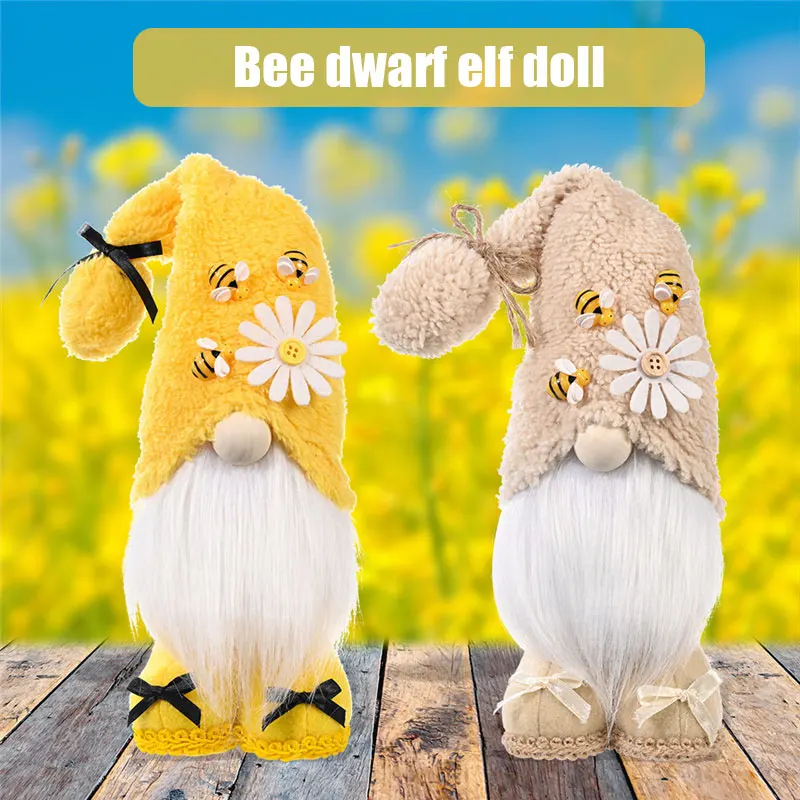 

Summer Gnome Plush Bee Day Swedish Dwarf Figurines With Bee & Flower Decor Swedish Themed Stuffed For Kitchen Home Decoration Cr
