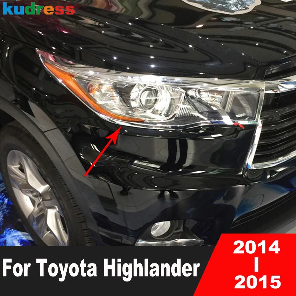 

Accessories For Toyota Highlander 2014 2015 ABS Chrome Car Front Head Light Lamp Cover Trim Headlight Molding Trims Stickers