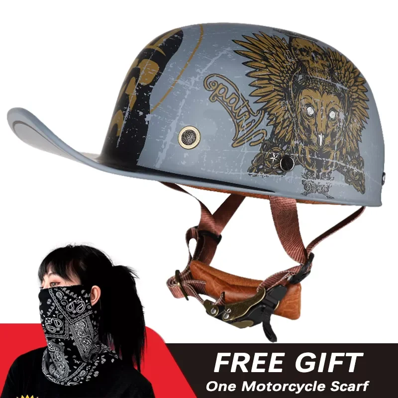 

Black Adult Open Face Half Helmet High Quality Moto Vintage Motorcycle Motorbike Retro Riding Crash Scooter Cruiser Chopper