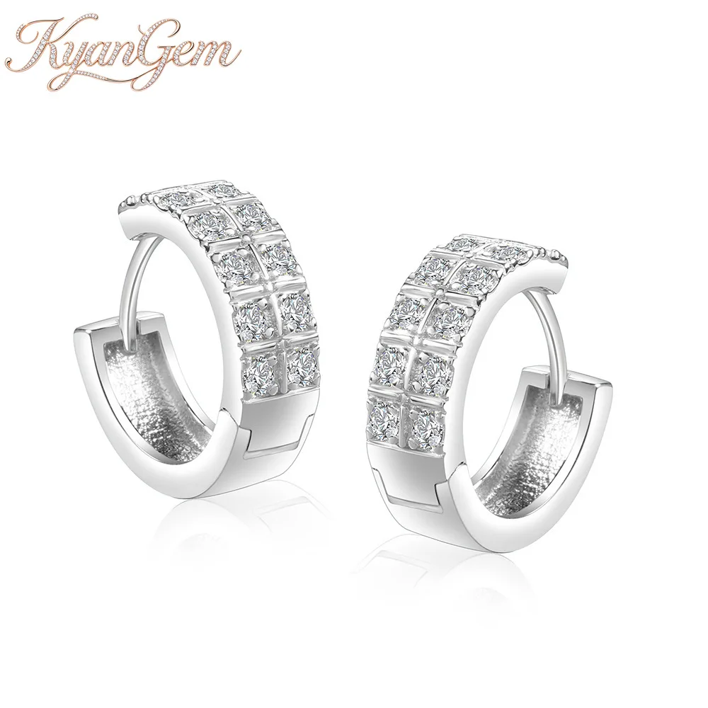 Фото Изысканные круглые платиновые серьги-кольца KyanGem PT950 с камнями из муассанита, общим весом 1,12 карата, для женщин, подарки на помолвку №1