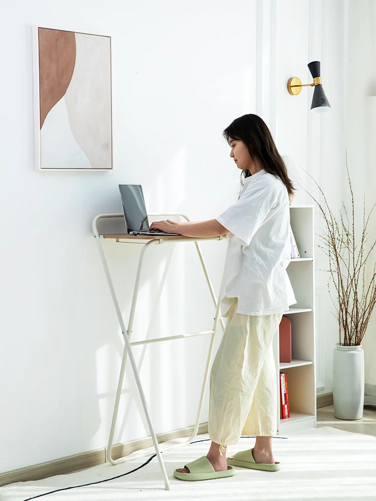 

Folding Bar Counter Standing Small High Table Heightened Balcony Narrow Strip Office Home Learning White