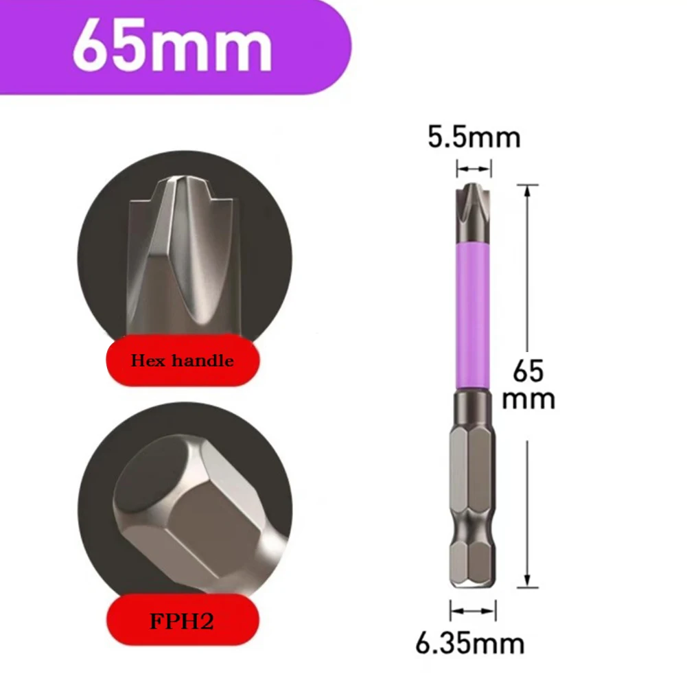 

FPH2 65mm 110mm Magnetic Special Slotted Cross Screwdriver Bit Alloy Steel Phosphating Rust Proof Bit For Electrician Hand Tools