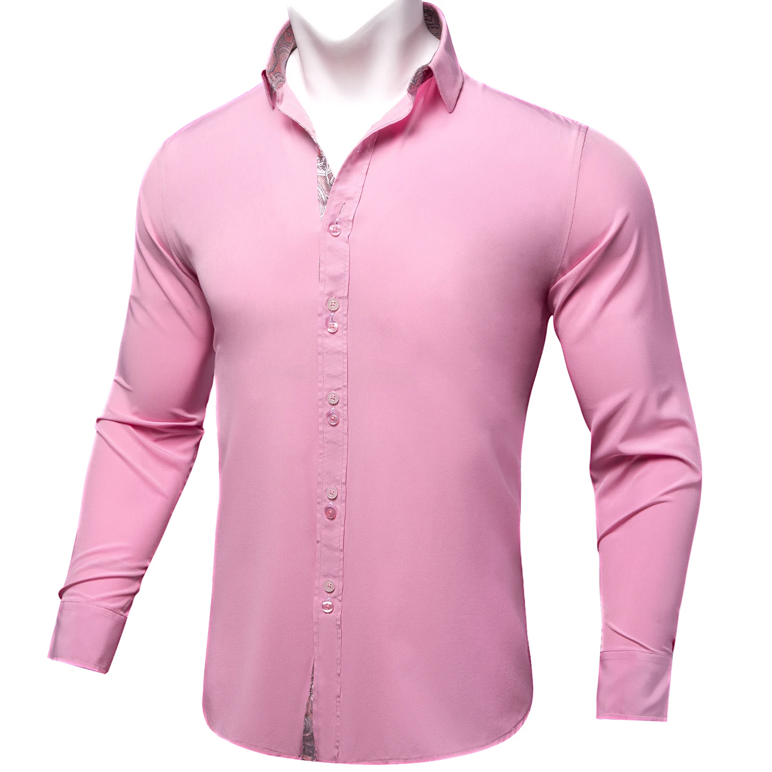 Pink Blue Black Solid Shirts For Men Paisley Floral Plaid Color Contrast Fashion Dress Shirt Designer Men Clothing Casual Shirts