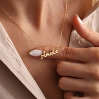 customized letter name necklace stainless steel custom personalized nameplate pendant choker necklaces jewelry for women girls