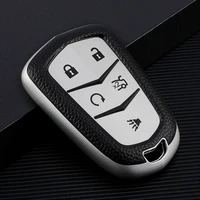 leather tpu car key cover case shell bag for cadillac ats ct6 cts dts xt5 escalade esv srx sts xts elr buttons smart accessories