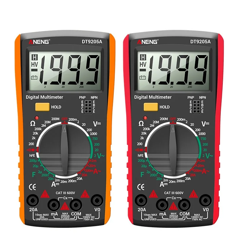 

Цифровой мультиметр DT9205A, прибор для проверки транзисторов, переменного/постоянного тока, электрический испытательный прибор, профессиональный аналоговый ампервольтметр с автоматическим выбором диапазона