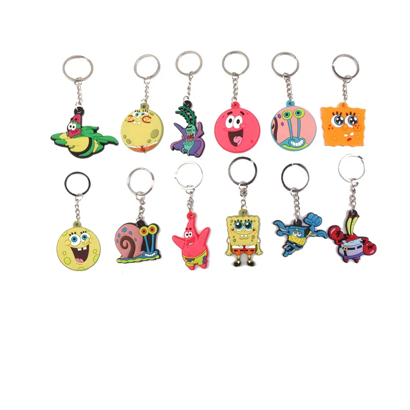 

SpongeBob SquarePants Keychains PVC Cartoon Doll Key Chain Keyring Creative Cute Gift Ornaments Men and Women Bag Pendant