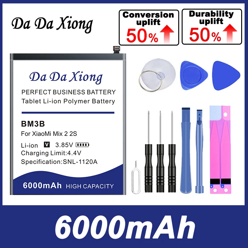 

DaDaXiong Brand New BM3B For Xiaomi Mix 2S 6000mAh High Capacity Rechargeable Phone Replacement Batteria + Free Tools