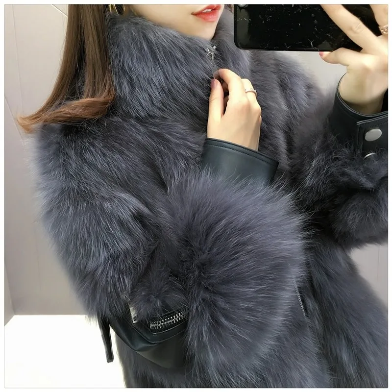 Women's Faux Fur Coats Female SheepSkin Jacket Lamb Coat Artificial Fur Short Jacket Fashion Winter Thicken Grey Warm Overcoats