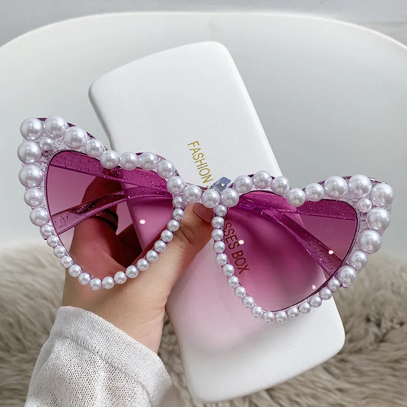 

Large Round Frame Pearl Sunglasses For Women Girls Luxury Brand Designer Sun Glasses Female UV400 Shades Eyewear