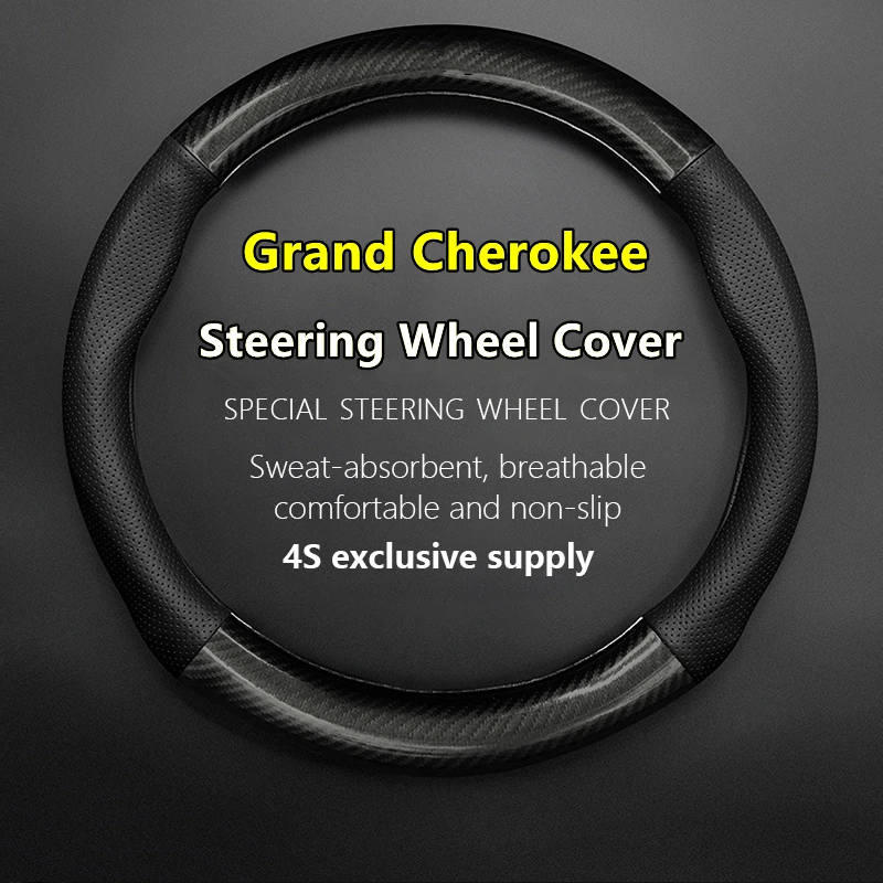 

Leather Carbon Fiber Car Steering Wheel Cover For Jeep Grand Cherokee 3.0L 3.6L 3.0TD Altitude 4×4 4WD 2014 2015 2016 2017 2018