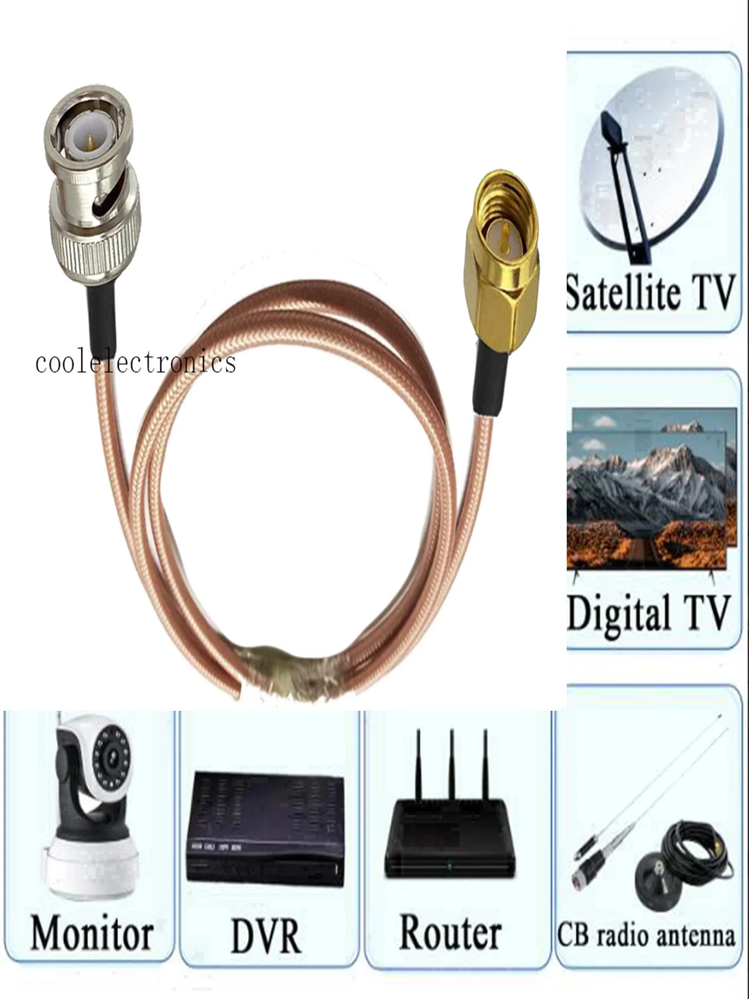 RG142 Кабель с низкими потерями SMA папа — BNC RF Обжимной коаксиальный соединительный