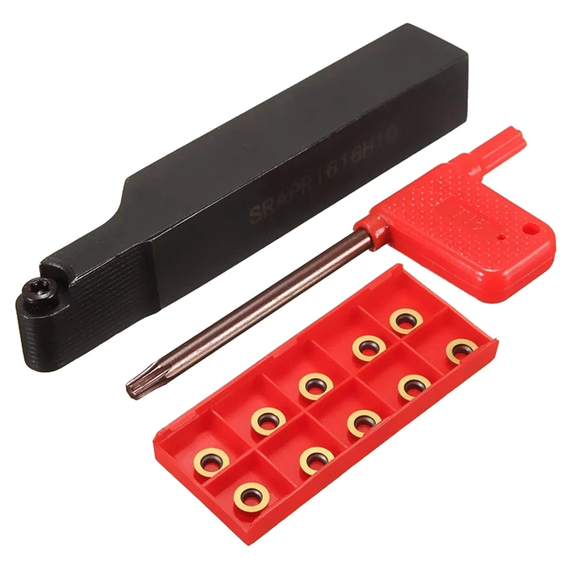 

SRAPR2020K10 Face Milling External Lathe Blade Turning Tool Holder Boring Bar + 10Pcs RPMT10T3MO Inserts + Wrench
