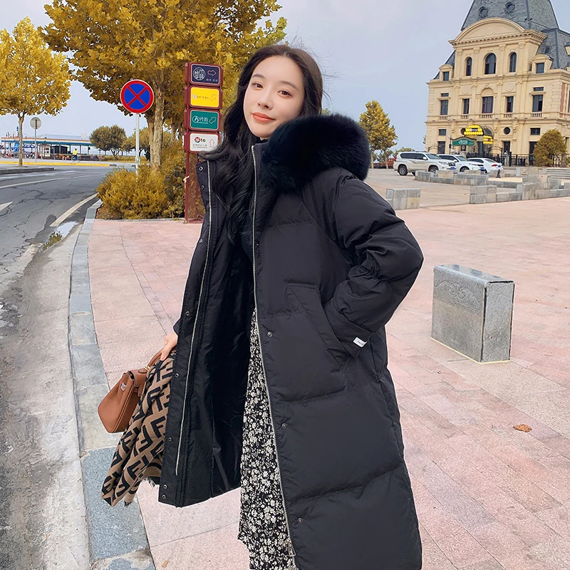 

2023 Long Style Fashion Women Winter Jacket Fur Collar Cotton Padded Warm Thicken Ladies Coat Long Coats Parka Womens Jackets