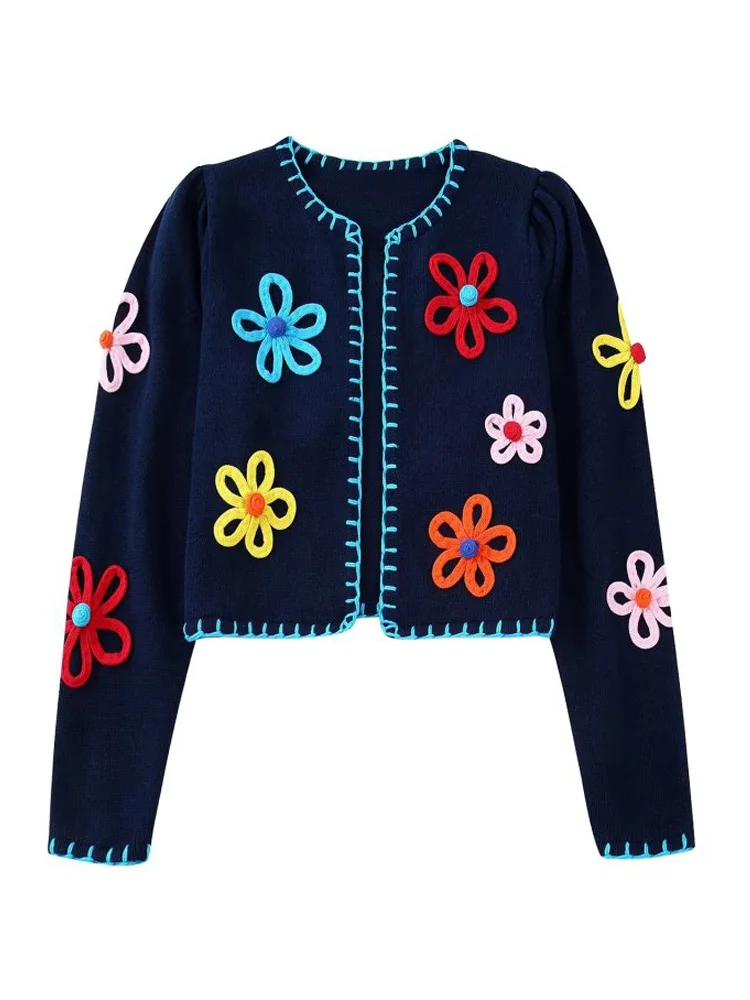 

Kumsvag 2022 Autumn Women Jackets Coats Vintage Floral Embroidery O-Neck Long Sleeve Cardigan Female Elegant Street Outerwear