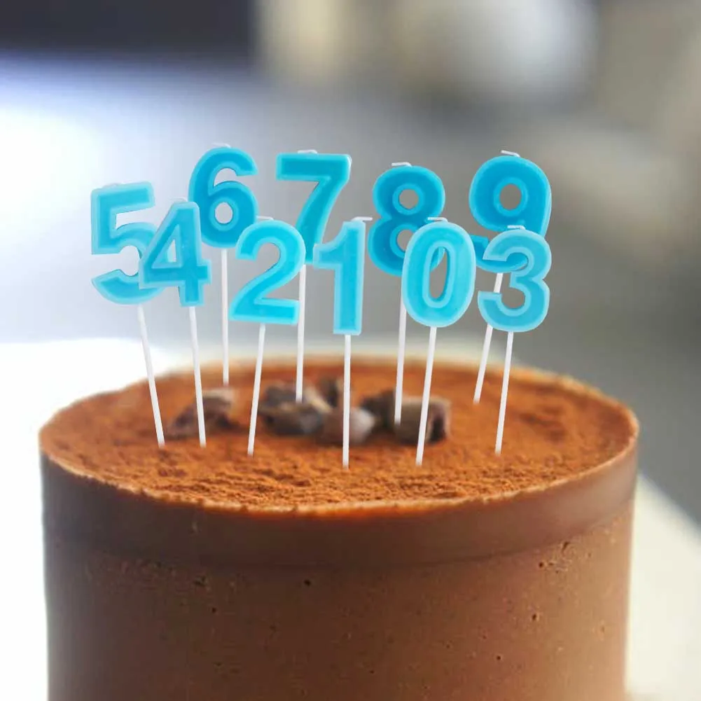 

Blue Number 0-9 Cake Candles Kids Girls Boys Festive Party Supplies Birthday Smokeless Candles Creative Candles Number Candles