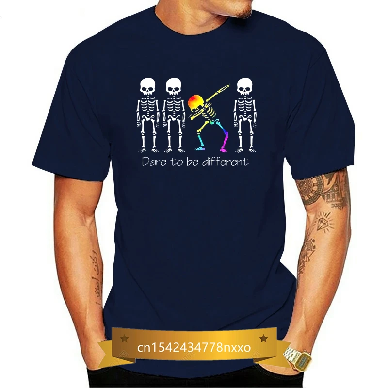 

Men T Shirt Dare To Be Different LGBT Dabbing Skeleton Halloween Women t-shirt