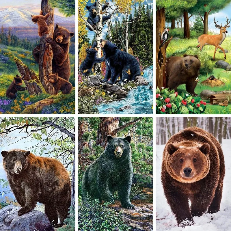 

Набор для алмазной живописи 5D «сделай сам», алмазная живопись с лесным черным медведем, животные, пейзаж, полноразмерные круглые алмазные наборы для творчества, подарки