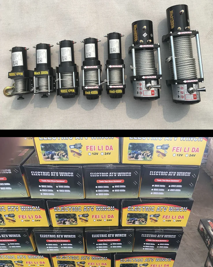 12 В 24 двигатель для квадроцикла 9500 фунтов электрическая лебедка трос переработки