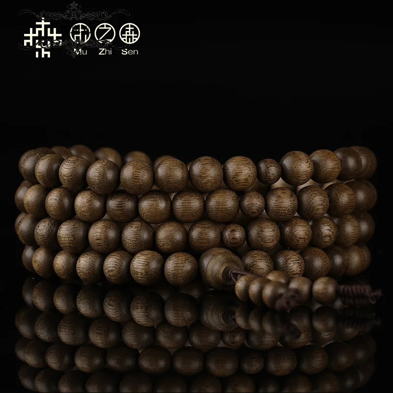 

Vietnam Huian Reflux Black Oil Old Material Fidelity Aloe Hand String 8mm * 108 Buddha Beads Bracelet Gift