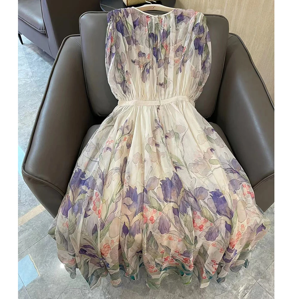 

2023 Top Quality Summer Printed Silk Dress Flowing Dresses