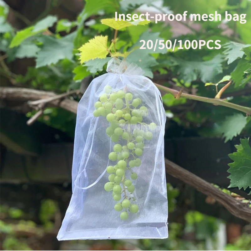 

20/50/100PCS Vegetable and Fruit Protection Bag Pest Control Bird-proof Mesh Bag Strawberry Grape Orchard Bagging Mesh Cover