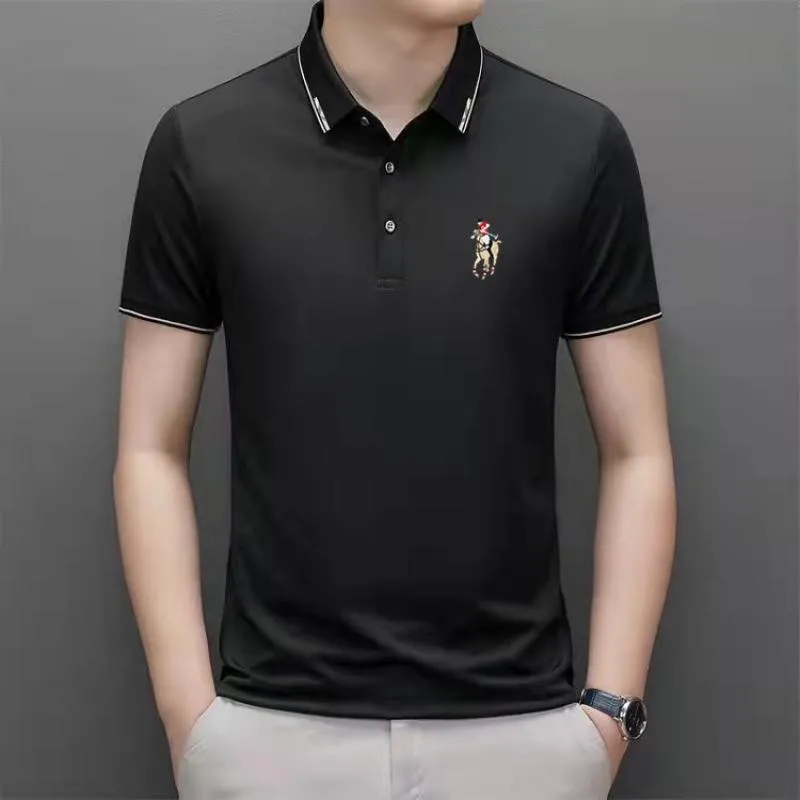 Golf Apparel Men's New Embroidered Polo Shirt Summer Slim Fit Business Short Sleeve T-shirt Casual Ice Polo Shirt Top