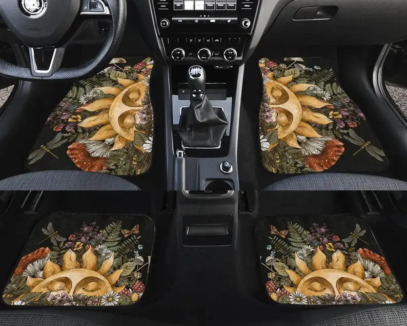 

Автомобильный коврик Sun, растительный Небесный цветочный психоделический напольный автомобильный коврик, персонализированный автомобиль...