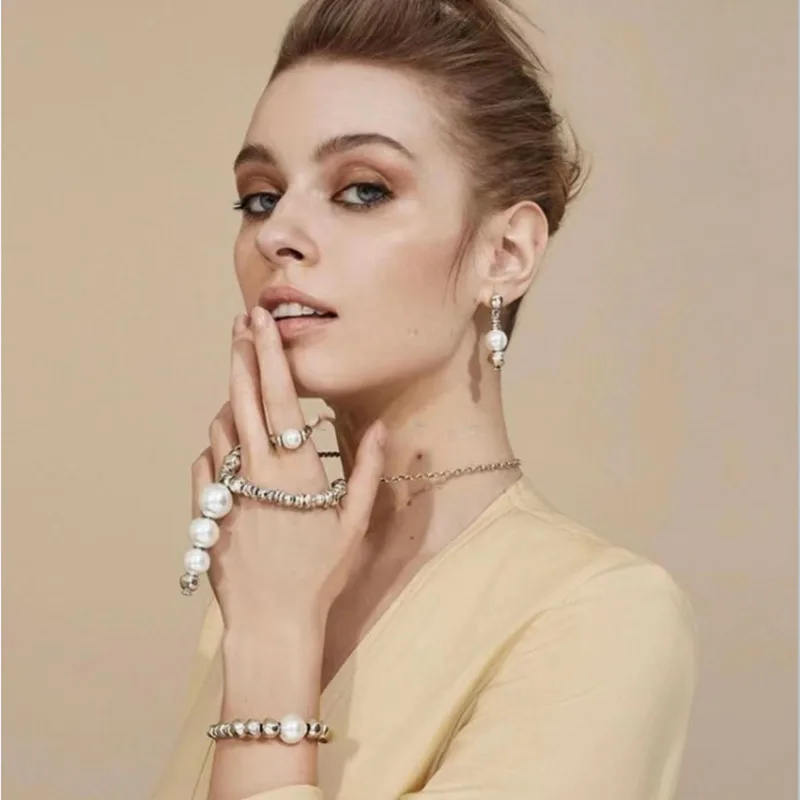 2022 New Popular Stainless Steel Alloy Silver Color Bead Necklace Women's Favorite Factory Free Wholesale Shipping