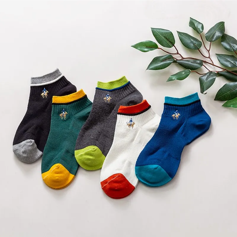 5 pairs of men's socks cotton non slip silicone invisible no dew ship socks summer and autumn fashion men's one size deodorant